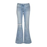 Bootcut jeans met versleten design Palm Angels , Blue , Dames