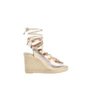 Unieke Leren Espadrille Sleehakken Castañer , Beige , Dames