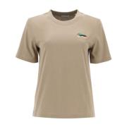 Eend Geborduurd Katoenen T-shirt Burberry , Beige , Dames