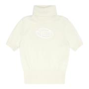 Short-sleeve jumper with cut-out logo Diesel , White , Dames