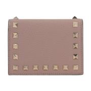 Studded Leren Portemonnee in Blush Pink Valentino Garavani , Brown , D...