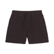 Zwarte Wafel Shorts met Zakken OAS , Black , Heren