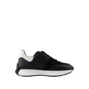 Zwarte Leren Runner Sneakers Alexander McQueen , Black , Heren