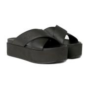 Zwarte Cross Flatform Slippers Calvin Klein Jeans , Black , Dames