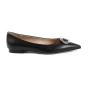 Italiaans Leren Ballerina Flat Dee Ocleppo , Black , Dames