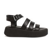 Zwarte Casual Open Platte Sandalen Tamaris , Black , Dames