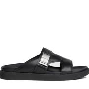 Iconische Zwarte Plaque Pantoffels Calvin Klein , Black , Heren