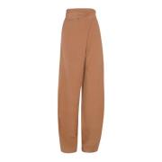 Hoge taille linnen en zijden broek Cortana , Brown , Dames