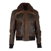 Pre-owned Leather outerwear Yves Saint Laurent Vintage , Brown , Dames