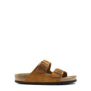 Sandal Arizona Suede Soft Footbed Birkenstock , Brown , Dames