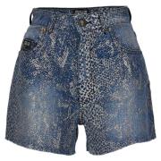 Hoge taille denim shorts met lurex draden Versace Jeans Couture , Blue...