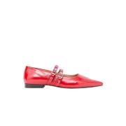 Eyelet Ballerina Flats Ganni , Red , Dames