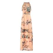 Lange jurk met ruches en botanische print Nenette , Multicolor , Dames