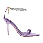 Elegante Satijnen Sandalen met Kristalband Hibourama , Purple , Dames