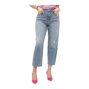 Straight Leg Jeans met Strass Details Just Cavalli , Blue , Dames