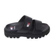 Zwarte platte sandalen voor vrouwen Tommy Jeans , Black , Dames
