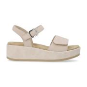 Beige Casual Platte Sandalen Vrouwen Remonte , Beige , Dames