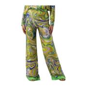 Groene Multi-Kleur Print Broeken Ana Alcazar , Multicolor , Dames