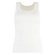 Geribbelde katoenen tanktop MM6 Maison Margiela , White , Dames