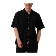 Zwart Linnen Overhemd Casual Stijl Woodbird , Black , Heren