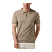 Taupe Gebreide Polo Halve Rits Pure Path , Beige , Heren