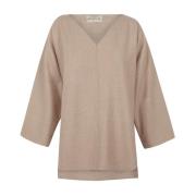 Gestreepte Wollen Top Cortana , Beige , Dames