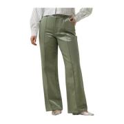 Groene Satijnen Pintuck Lage Broek Colourful Rebel , Green , Dames