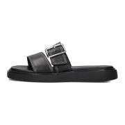 Zwarte Leren Slippers met Gesp Vagabond Shoemakers , Black , Dames