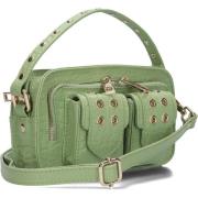 Groene Leren Schoudertas Helena Eyelet Núnoo , Green , Dames