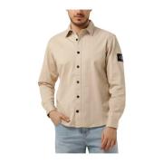 Monologo Badge Relaxed Shirt Calvin Klein , Beige , Heren