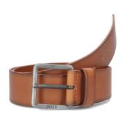 Bruin Leren Riem Jeeko Hugo Boss , Brown , Heren