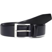 Donkerblauwe Leren Riem Erron Hugo Boss , Blue , Heren