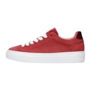 Rode Suède Sneakers Gabor , Red , Dames