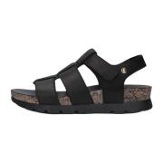 Zwarte Leren Sandalen Sammy Panama Jack , Black , Dames