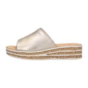 Gouden Leren Slippers met Kurken Zool Gabor , Yellow , Dames