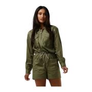 Militaire Jumpsuit Shorts Olijfkleur Scotch & Soda , Green , Dames