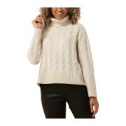 Roll Neck Sweater Rahima Latifa Ecru Moss Copenhagen , Beige , Dames