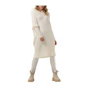 Soft Knit V-hals Jurk 10Days , White , Dames