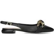 Zwarte leren slingbacks met gouden detail Lina Locchi , Black , Dames