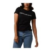 Core Instit Logo Slim Fit Tee Calvin Klein , Black , Dames