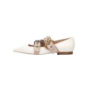 Witte Leren Ballerina met Goud en Zilver Details Pinko , White , Dames