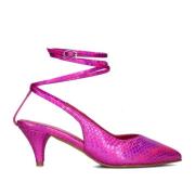 Fuchsia Croco Leren Wrap Pump Toral , Pink , Dames