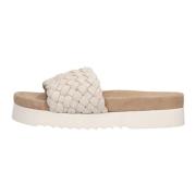 Beige Gevlochten Leren Slipper Billy Maruti , White , Dames