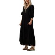 Zwarte Maxi Jurk Sabrina Stijl Nukus , Black , Dames