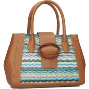 Kameel Handtas met Raffia Detail Noa Harmon , Multicolor , Dames