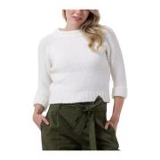 Dames Pullover Sweater Ecru 3/4 Mouw Penn&Ink N.Y , White , Dames