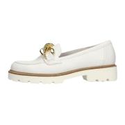 Witte Loafers met Gouden Kettingdetail Gabor , White , Dames