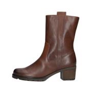 Cognac Leren Enkellaarsjes Stijlvol Comfort Gabor , Brown , Dames