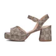 Gouden sandalen met all-over print Unisa , Multicolor , Dames