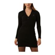 Polo Jurk Zwart Mini Jurk Tommy Jeans , Black , Dames